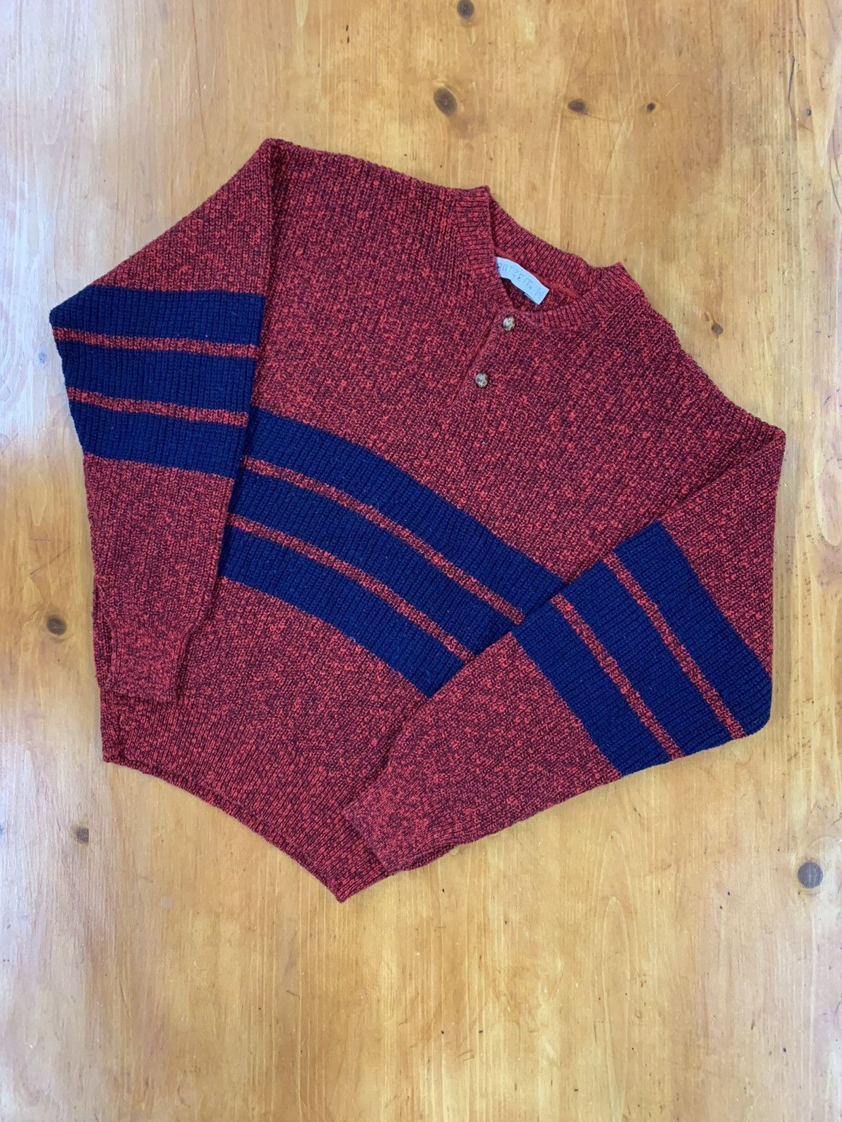 Vintage Vintage Blue Stripe Rugby Knit Sweater Size US XL / EU 56 / 4 - 4 Thumbnail