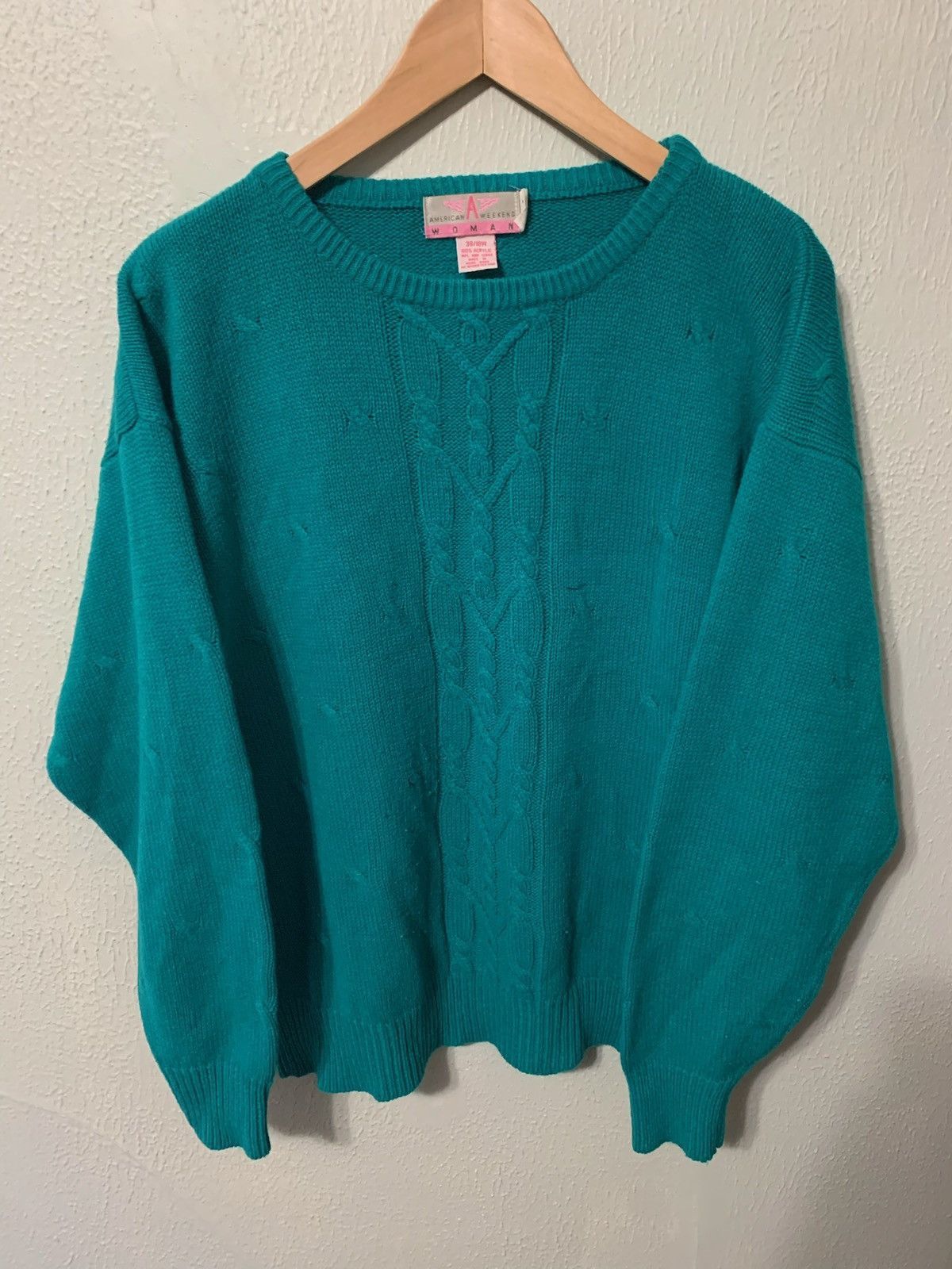 Vintage Vintage Teal Cable Knit Sweater Size US M / EU 48-50 / 2 - 3 Thumbnail