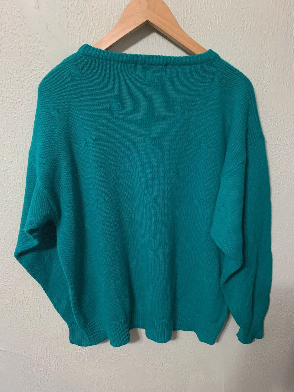 Vintage Vintage Teal Cable Knit Sweater Size US M / EU 48-50 / 2 - 2 Thumbnail