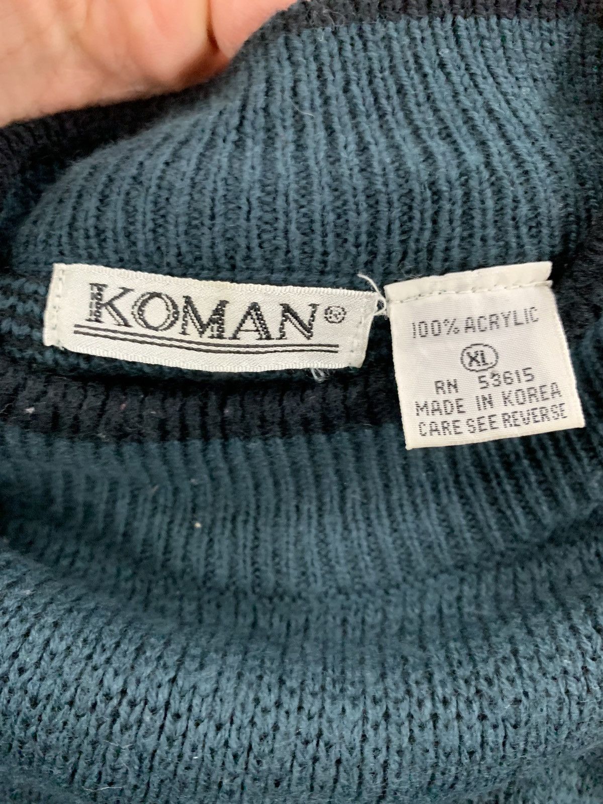 Vintage Vintage Dark Blue Bar Knit Sweater Size US XL / EU 56 / 4 - 4 Thumbnail