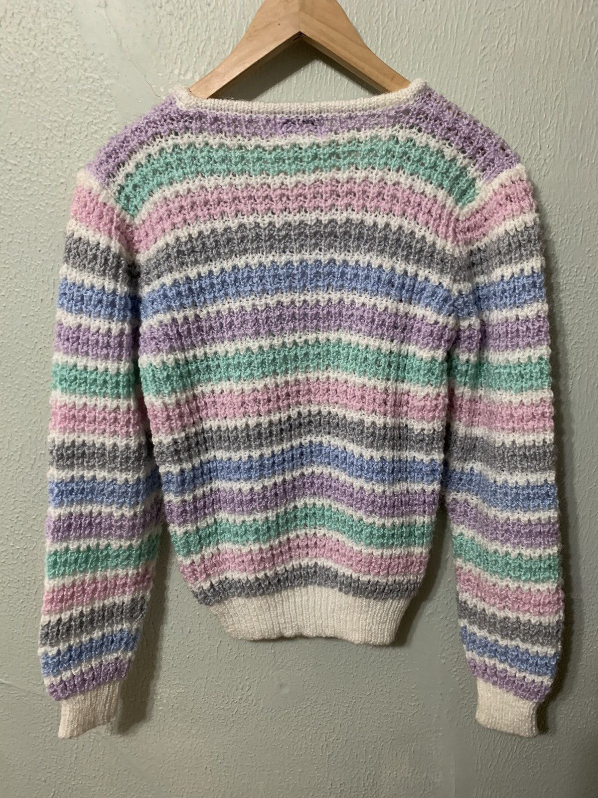 Vintage Vintage Rainbow Stripe Box Weave Knit Sweater Size US S / EU 44-46 / 1 - 3 Thumbnail