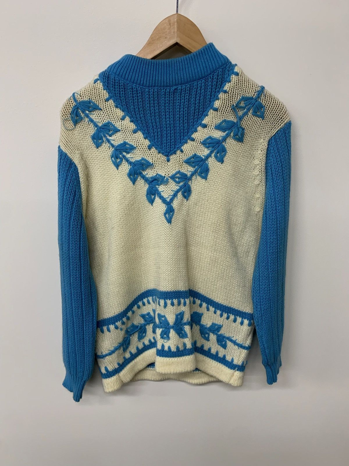 Vintage Vintage Blue Thorned Rose Vine Knit Sweater Size US M / EU 48-50 / 2 - 2 Thumbnail