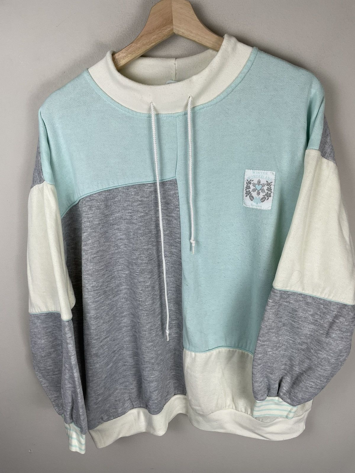Vintage Vintage Crewneck Patchwork Block Vintage Sweatshirt Size US XL / EU 56 / 4 - 3 Thumbnail