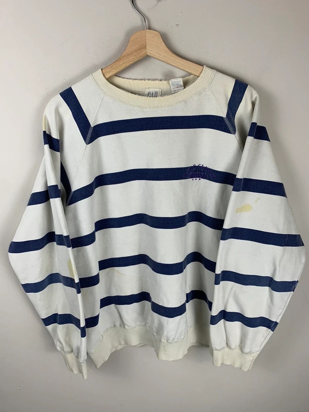 Gap × Vintage Vintage Crewneck Gap World Classic Striped Vintage Sweatshirt Size US M / EU 48-50 / 2 - 3 Thumbnail
