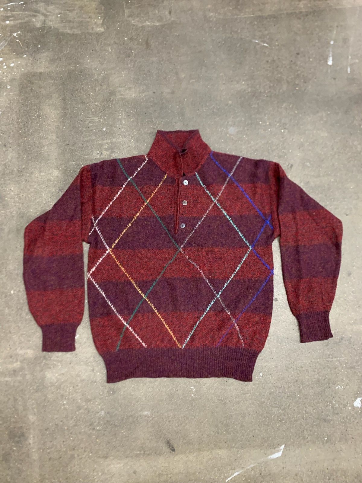 Vintage Vintage Wool Check Collared Knit Sweater Size US M / EU 48-50 / 2 - 1 Thumbnail