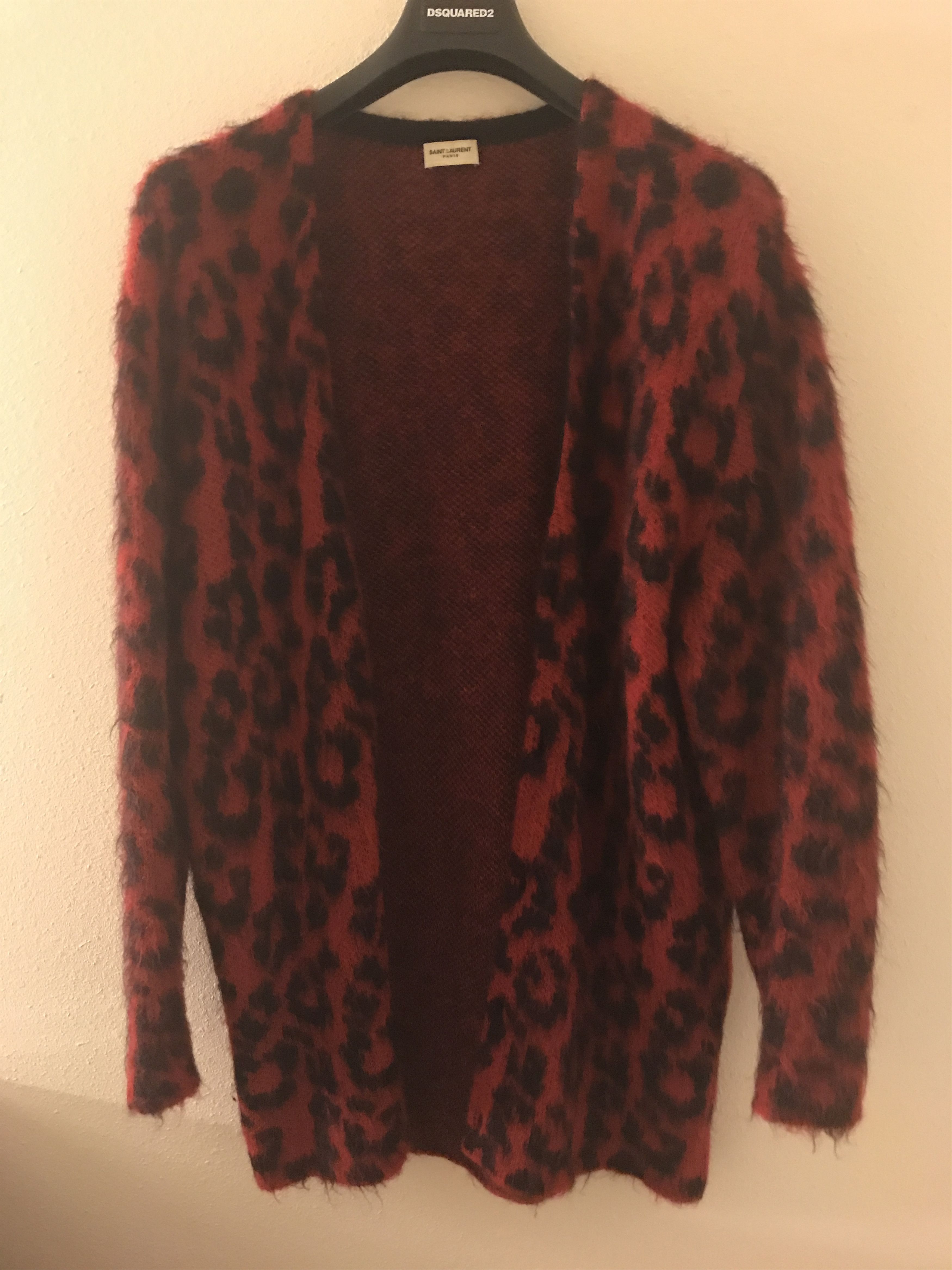 Saint Laurent Paris FW13 red babycat print cardigan | Grailed