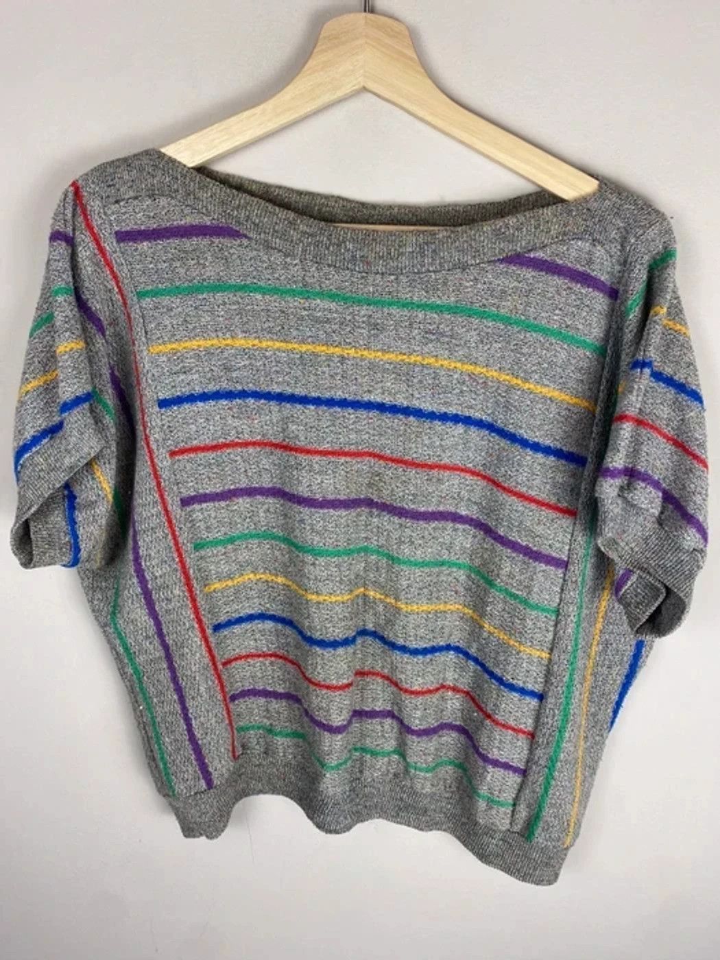 Vintage Vintage Striped Knit T-Shirt Size US S / EU 44-46 / 1 - 2 Thumbnail