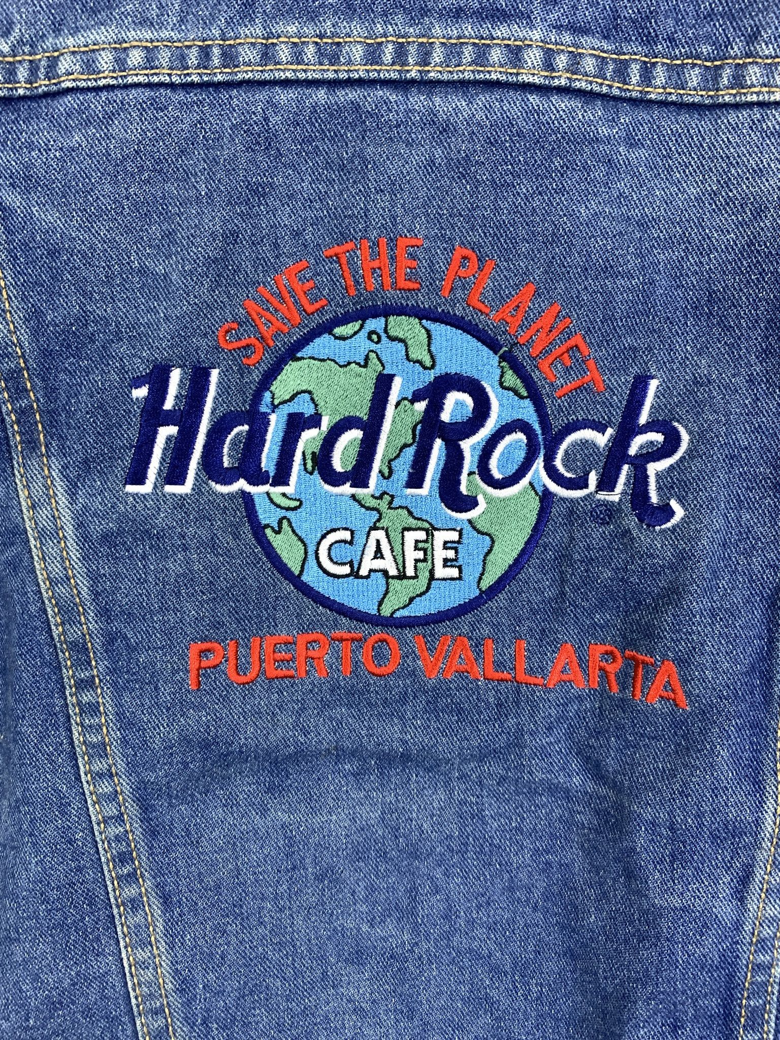 Hard Rock Cafe × Vintage Vintage Hard Rock Cafe Puerto Vallatra Save the Planet Embroidered Denim Jacker Size S Size US M / EU 48-50 / 2 - 5 Thumbnail