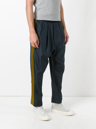 image of Haider Ackermann Navy Side Stripe Pants in Blue, Men's (Size 32)