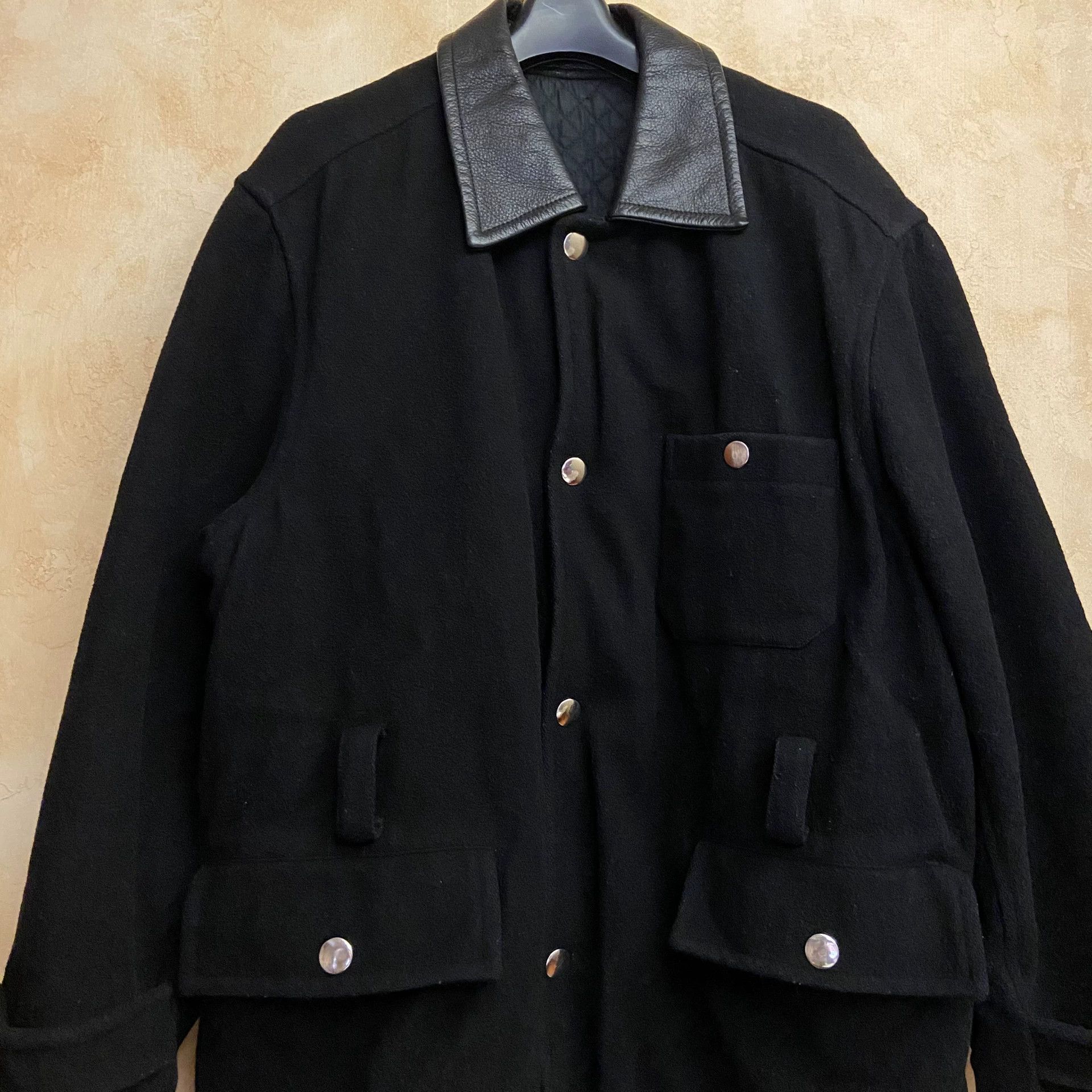 Comme des Garcons Comme Des Garcons Leather collar, wool pocket jacket -DMC Size US M / EU 48-50 / 2 - 3 Thumbnail
