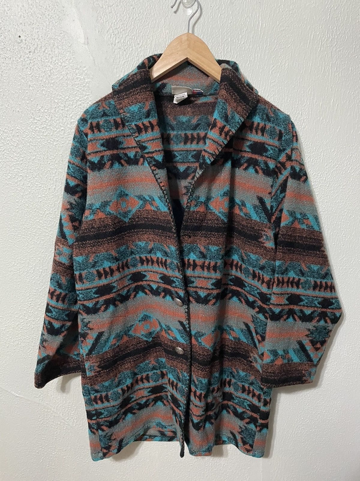 Vintage Vintage Teal Aztec Button Jacket Size US M / EU 48-50 / 2 - 3 Thumbnail