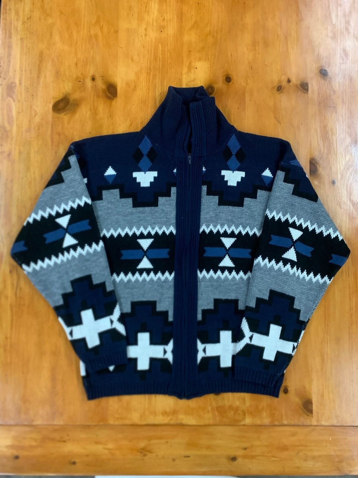 Vintage Vintage Aztec Geo Abstraction Knit Sweater Size US L / EU 52-54 / 3 - 2 Thumbnail