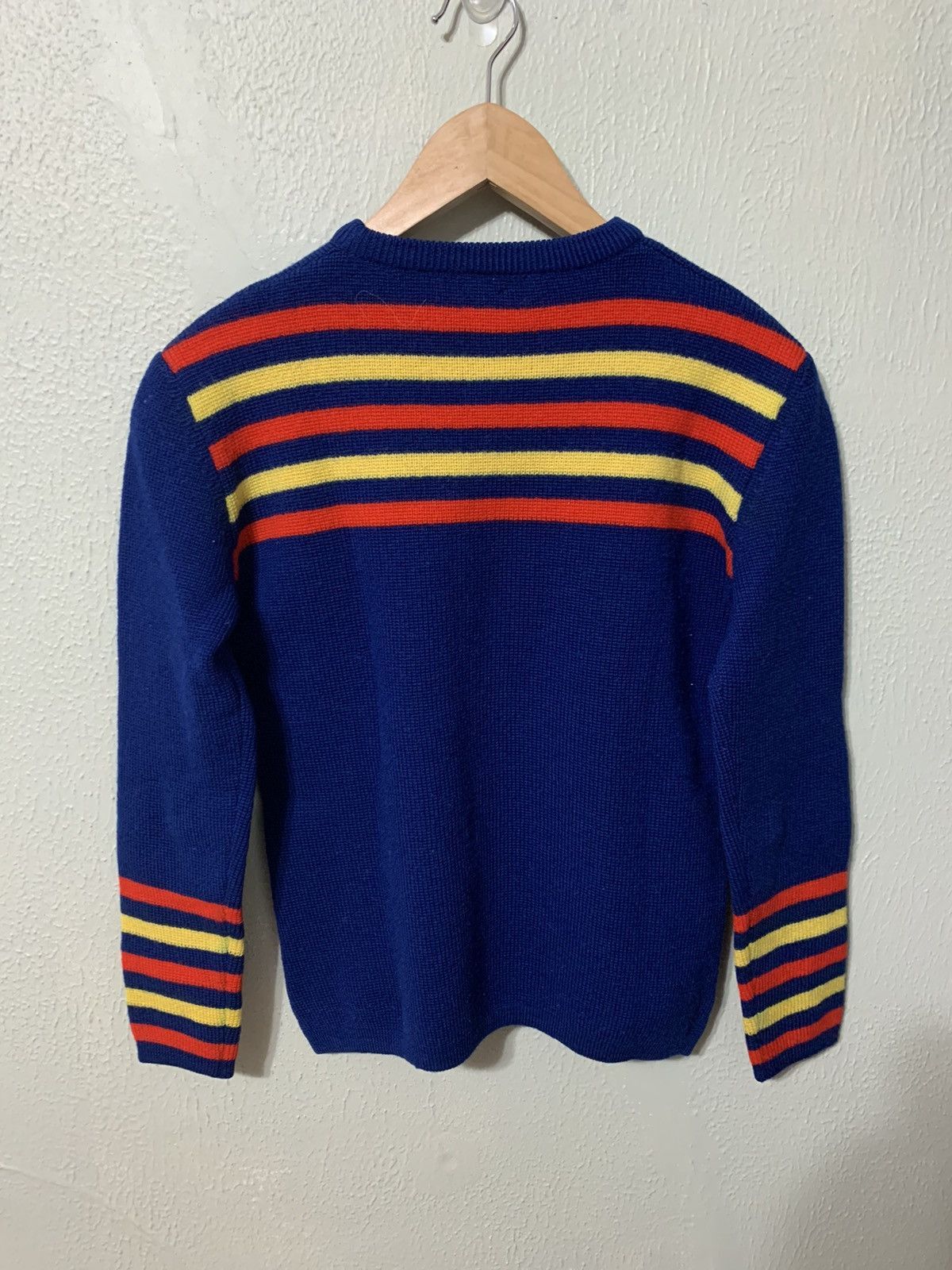 Vintage Vintage 1970s Blue Striped Knit Sweater Size US L / EU 52-54 / 3 - 3 Thumbnail