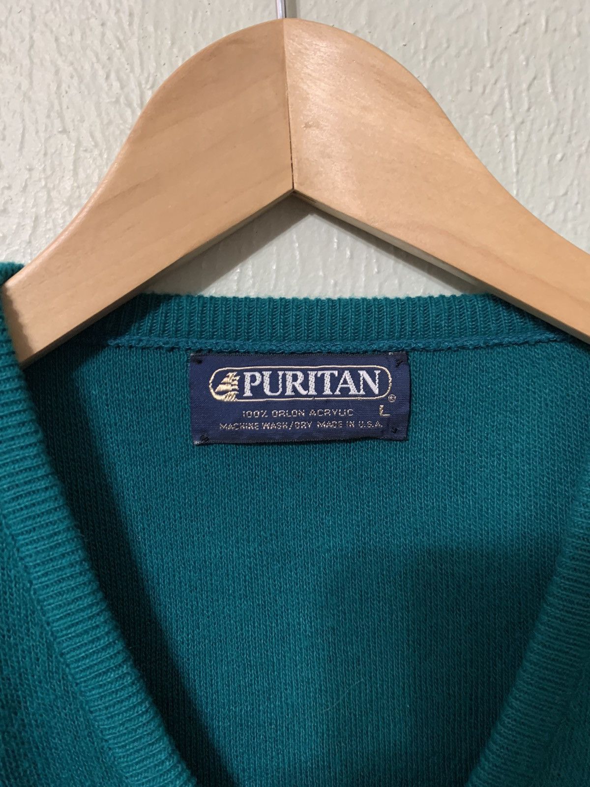 Vintage Vintage Teal Solid V Neck Knit Sweater Size US L / EU 52-54 / 3 - 3 Thumbnail