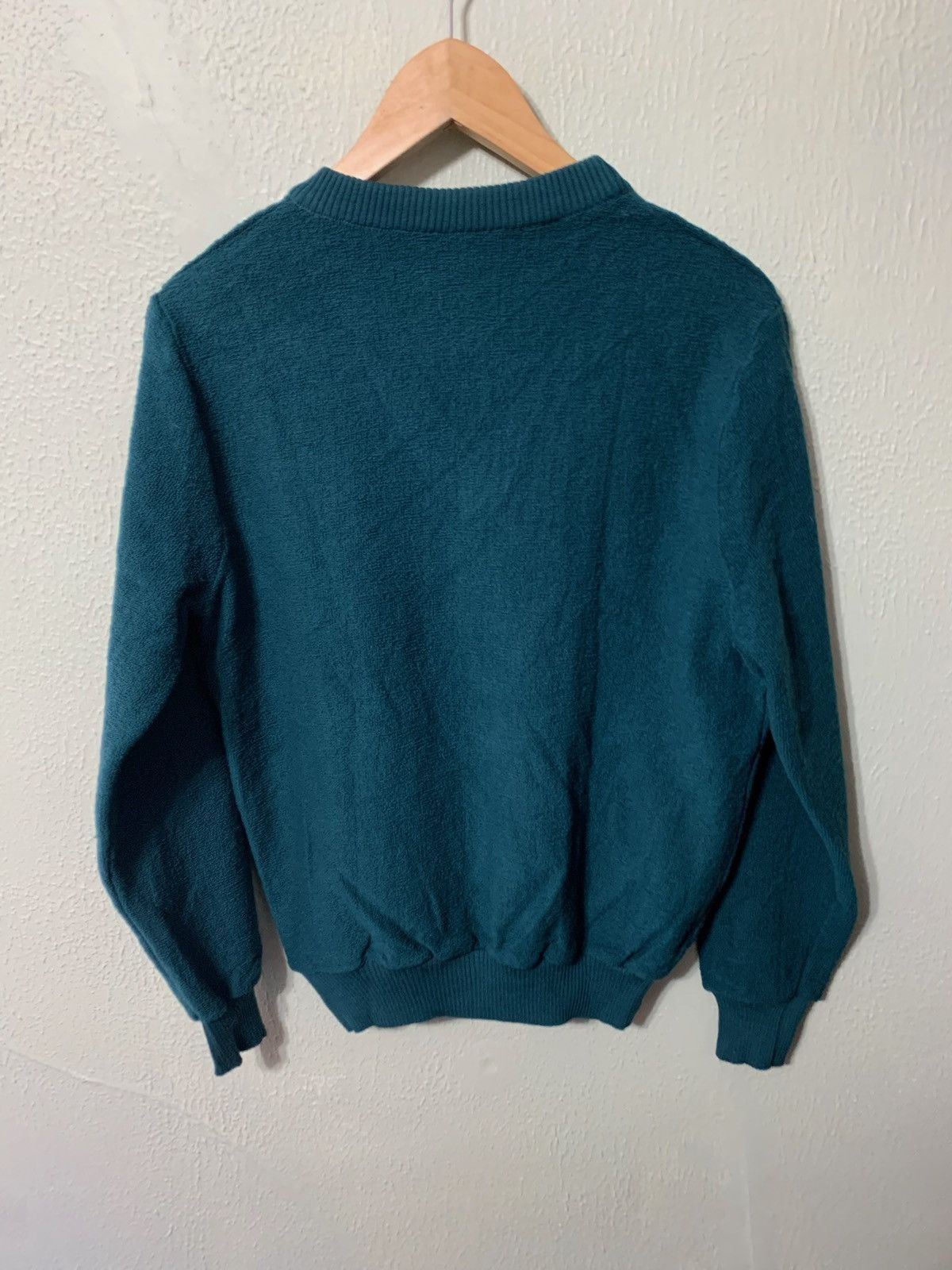 Vintage Vintage Teal Solid V Neck Knit Sweater Size US M / EU 48-50 / 2 - 2 Thumbnail