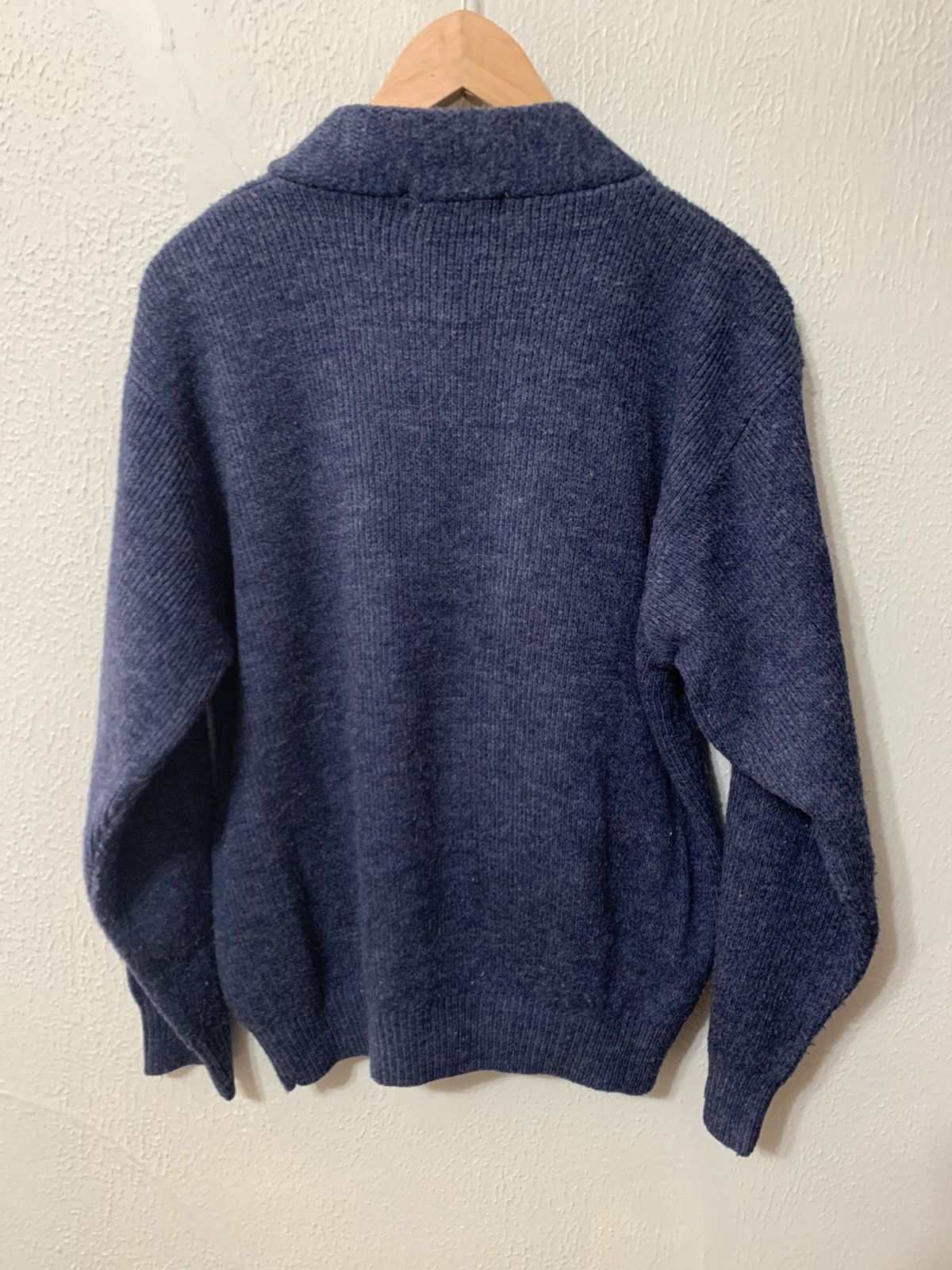 Vintage Vintage Navy Cowl Neck Zip Knit Sweater Size US M / EU 48-50 / 2 - 2 Thumbnail
