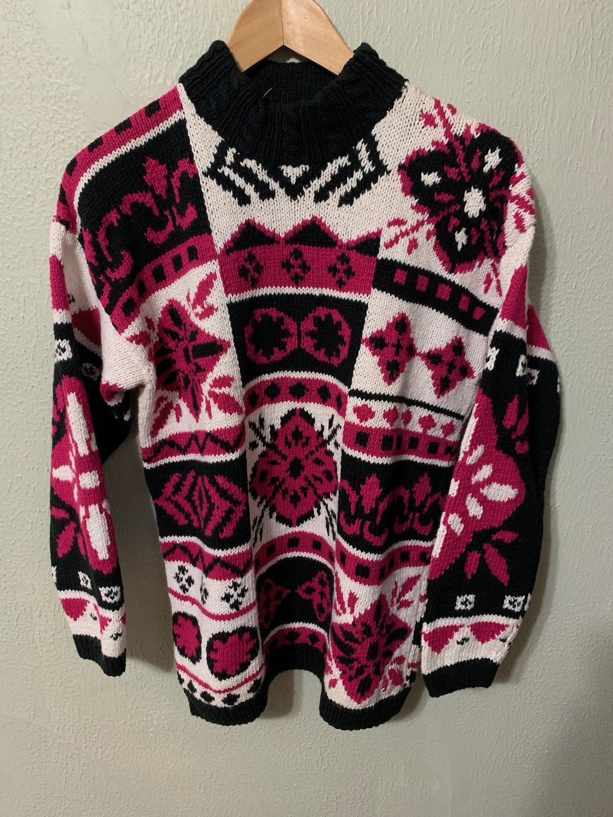 Vintage Vintage Pink Burst Square Knit Sweater Size US S / EU 44-46 / 1 - 2 Thumbnail