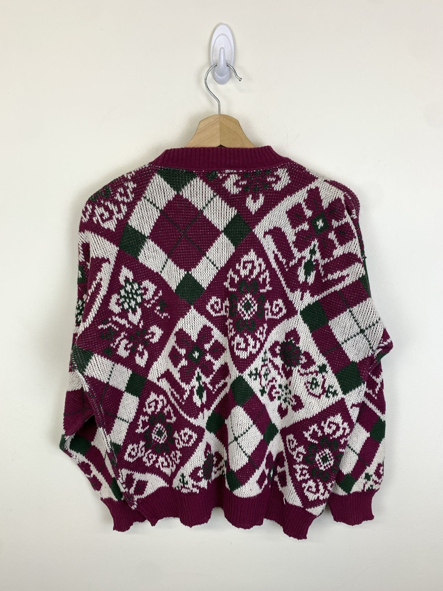 Vintage Vintage Fucshia Argyle Pattern 1990s Cableknit Sweater Size L Size US L / EU 52-54 / 3 - 4 Thumbnail
