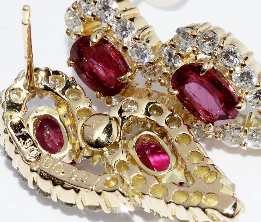 Other Other K18YG Ruby 2.60ct Diamond 1.86ct Earrings Metal Earrings 2303223 in Great Condition Size ONE SIZE - 5 Thumbnail