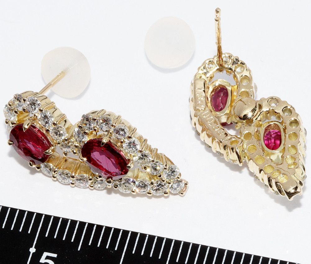 Other Other K18YG Ruby 2.60ct Diamond 1.86ct Earrings Metal Earrings 2303223 in Great Condition Size ONE SIZE - 4 Thumbnail