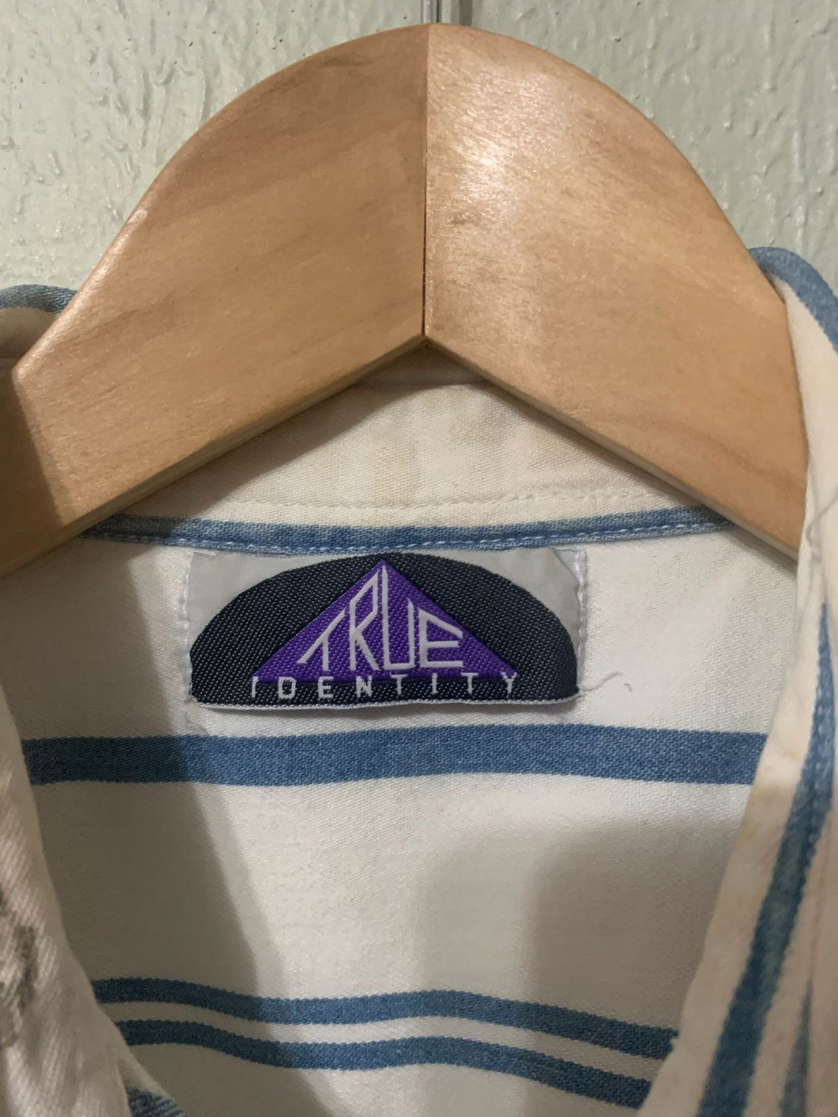 Vintage Vintage 1990s True Identity Blue Stripe Overshirt Size US XL / EU 56 / 4 - 2 Thumbnail
