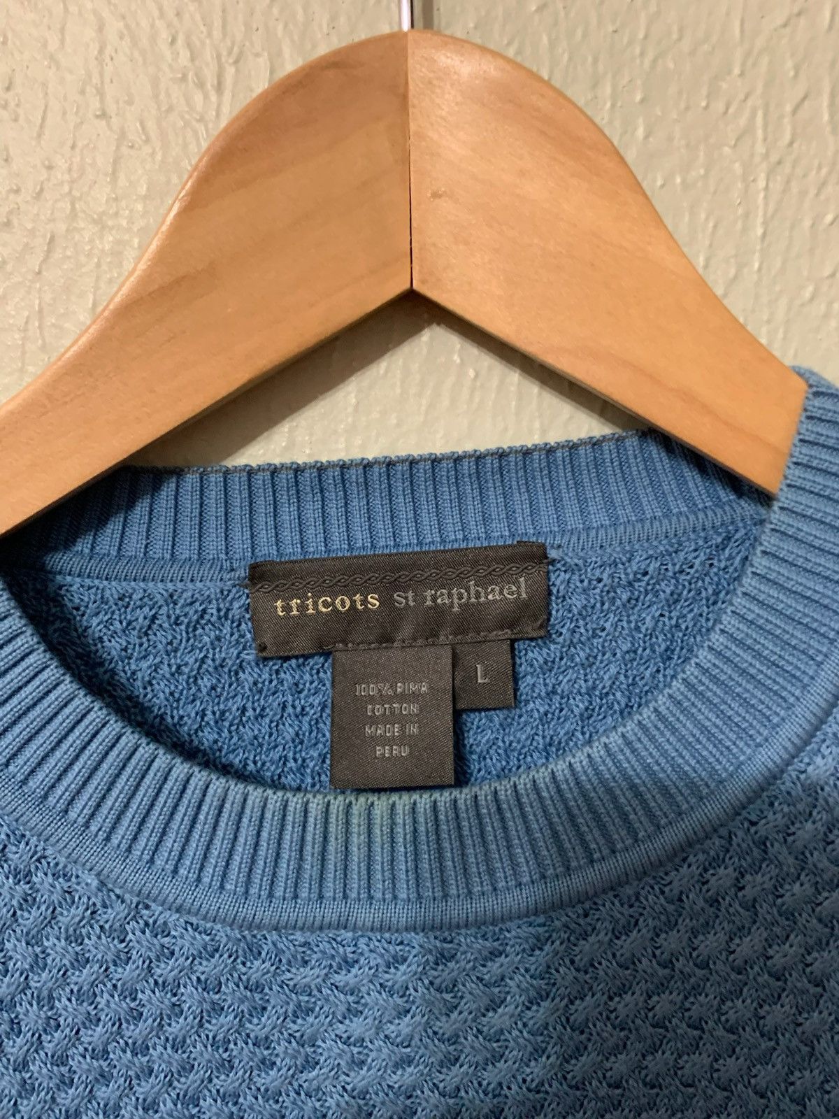 Vintage Vintage 1990s Baby Blue Hatch Knit Sweater Size US L / EU 52-54 / 3 - 2 Thumbnail