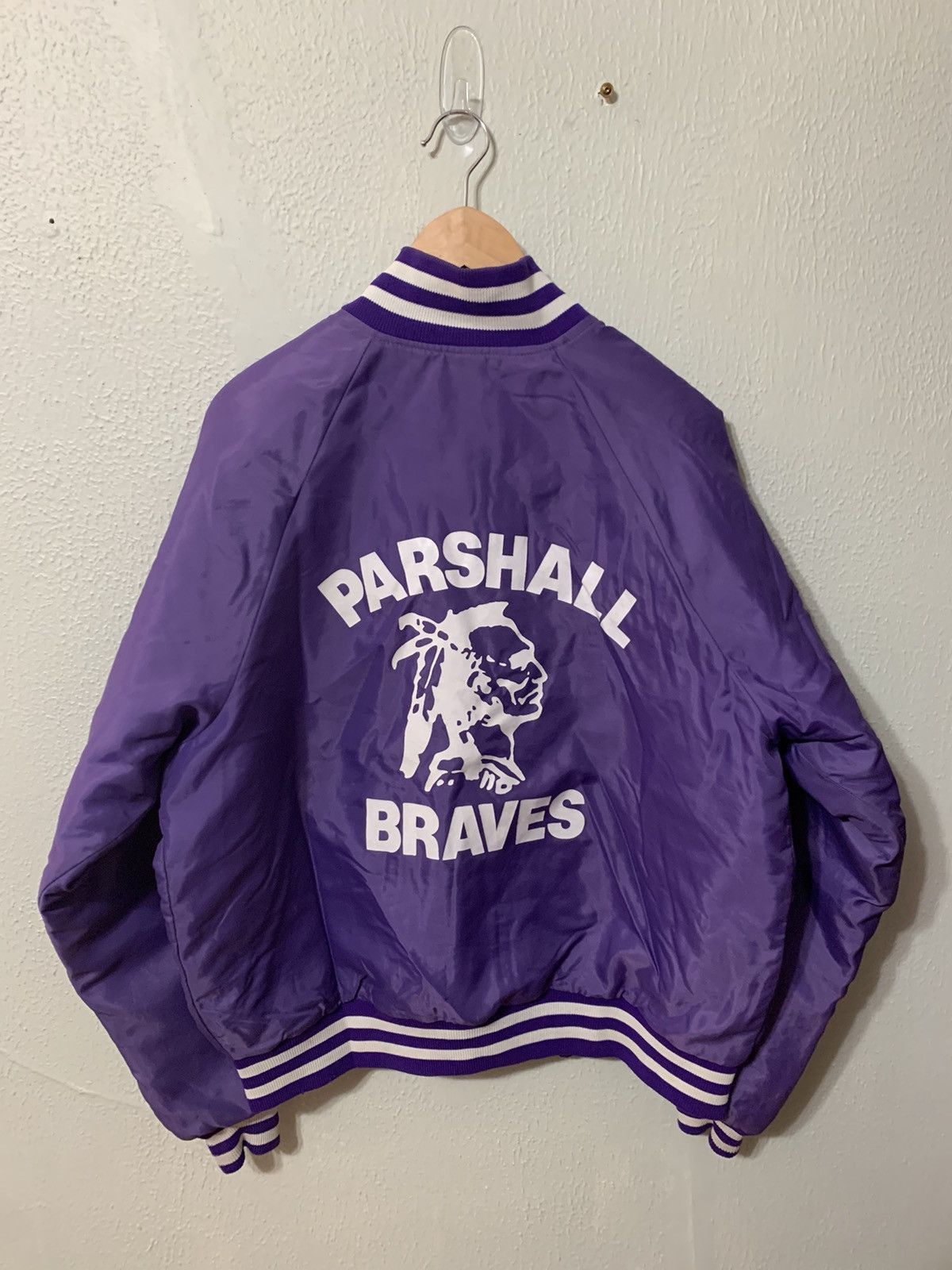 Vintage Vintage 1980s Braves Varsity Satin Jacket Size US XL / EU 56 / 4 - 3 Thumbnail