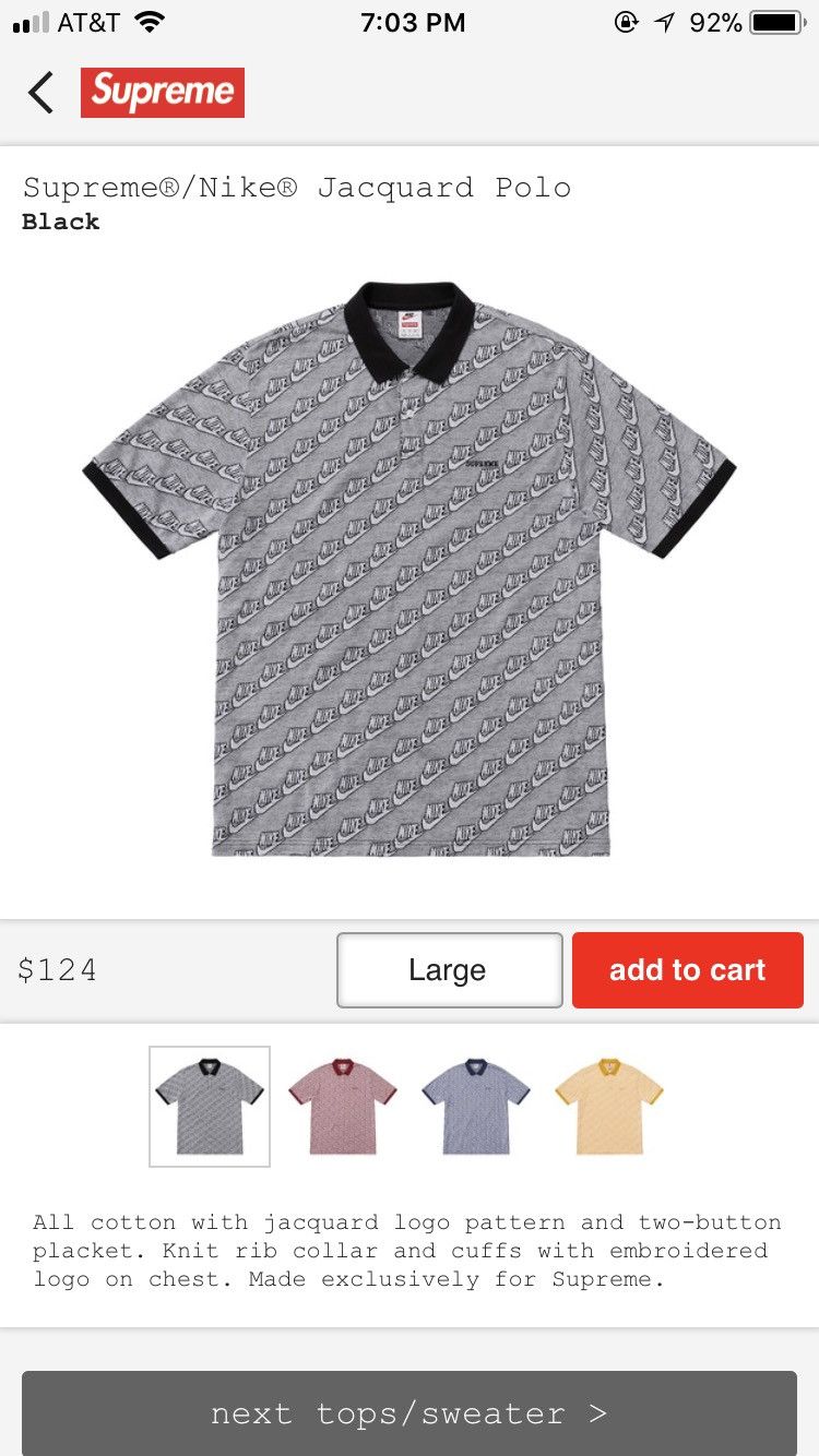 Supreme Supreme X Nike Jacquard Polo | Grailed