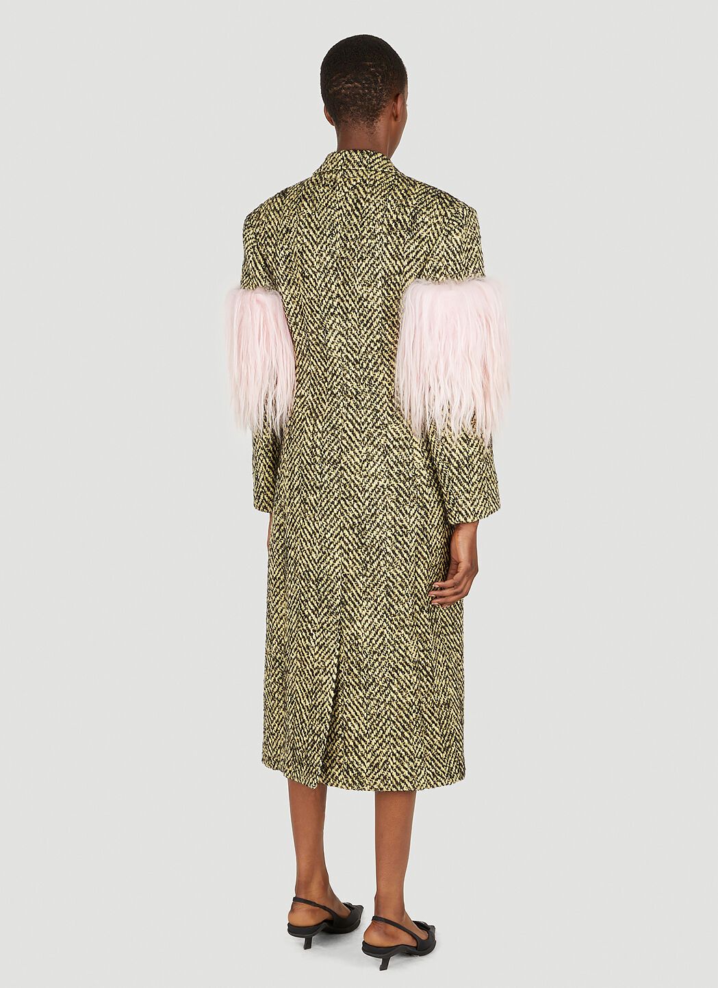 Prada Faux Fur Herringbone Coat Size XS / US 0-2 / IT 36-38 - 4 Thumbnail