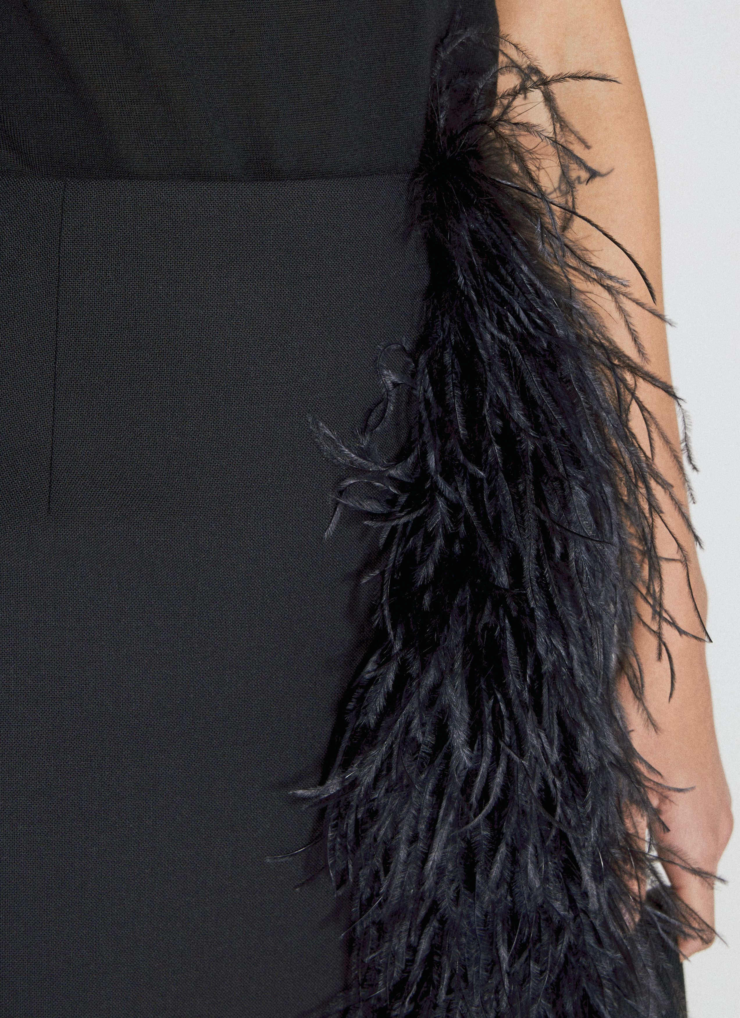 Prada Feather-Trimmed Wool Midi Skirt Size 27" / US 4 / IT 40 - 6 Thumbnail