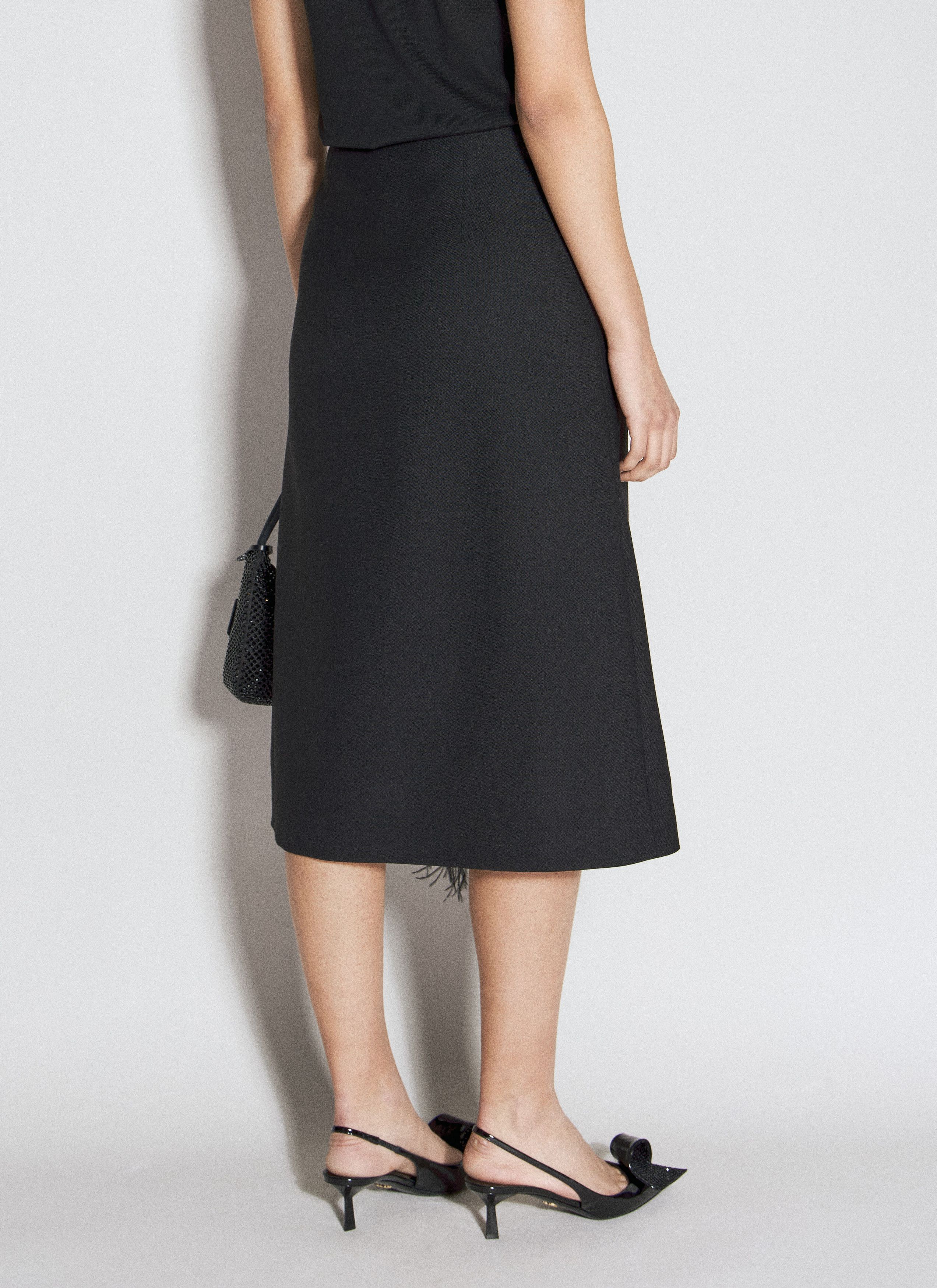 Prada Feather-Trimmed Wool Midi Skirt Size 27" / US 4 / IT 40 - 5 Thumbnail