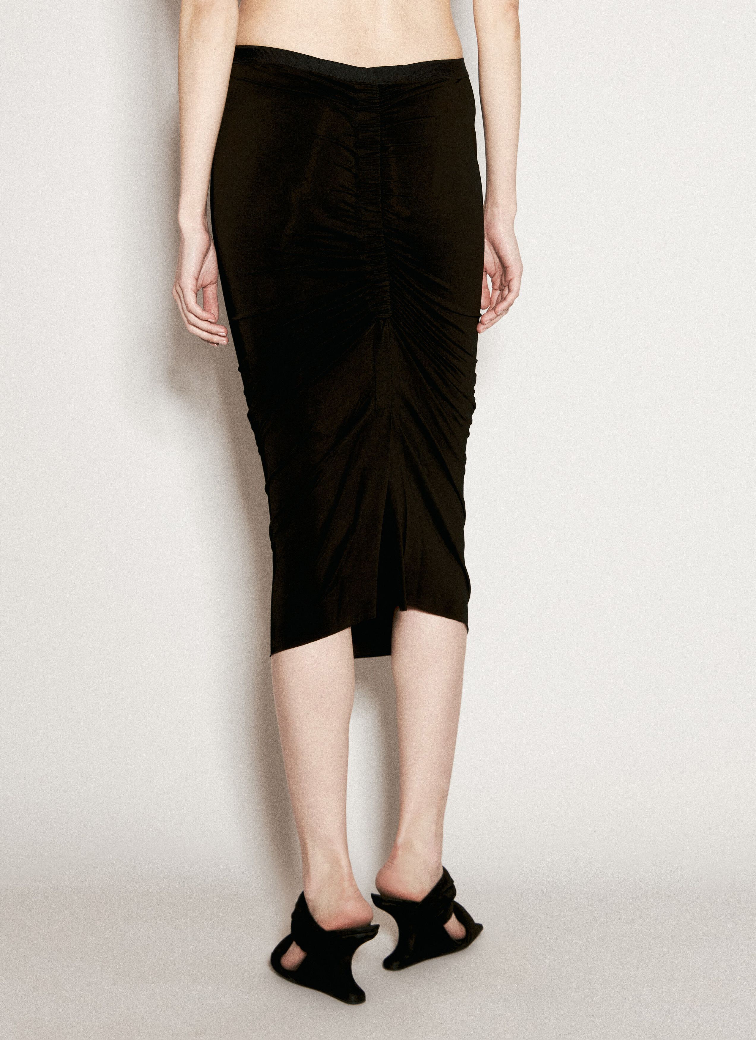 Rick Owens Shrimp Ruched Midi Skirt Size 27" / US 4 / IT 40 - 6 Thumbnail