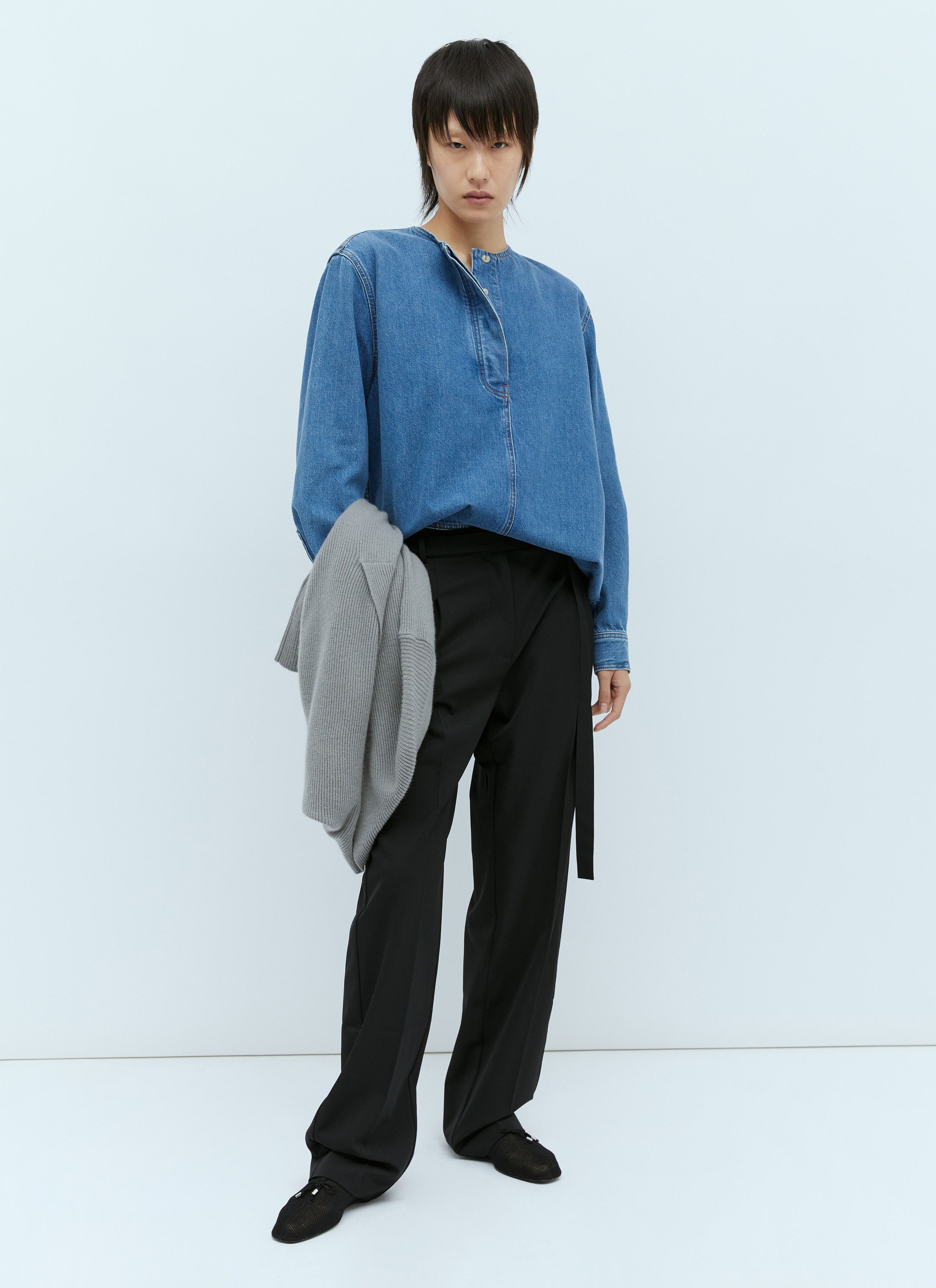 Toteme Collarless Denim Shirt Size XS / US 0-2 / IT 36-38 - 2 Thumbnail