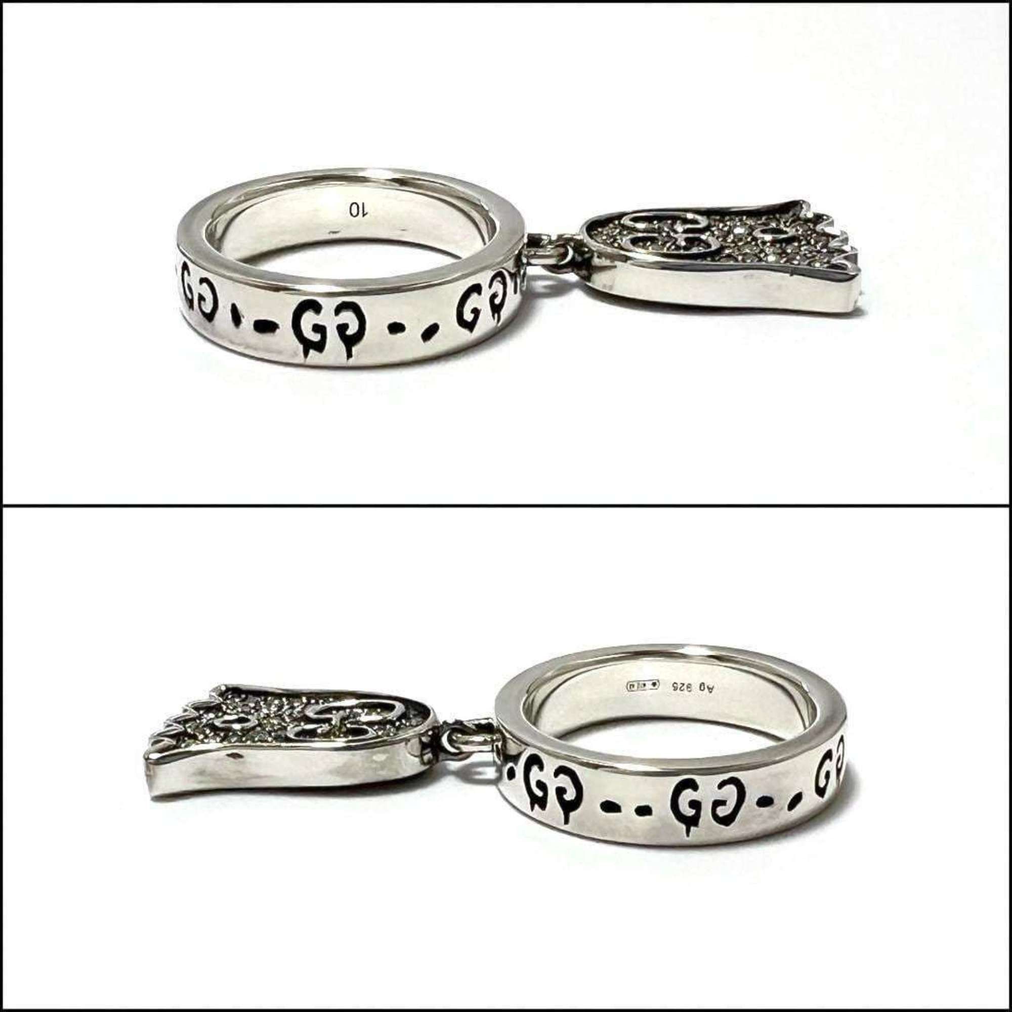 Gucci GUCCI Women's Ghost Pave Diamond Ring in Silver 925 Size ONE SIZE - 5 Thumbnail