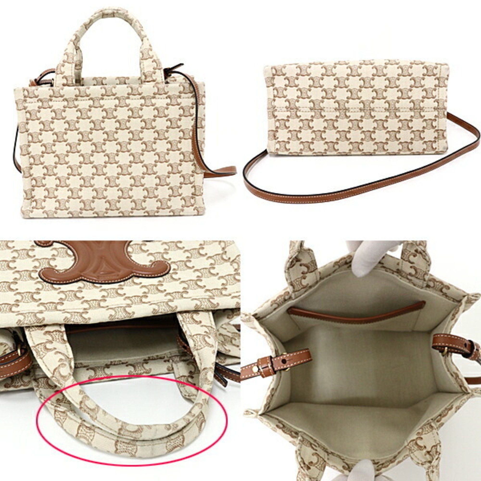 Celine CELINE Small Cabas Thais Triomphe Canvas Tote Bag U-GA-0293 Beige Size ONE SIZE - 2 Thumbnail