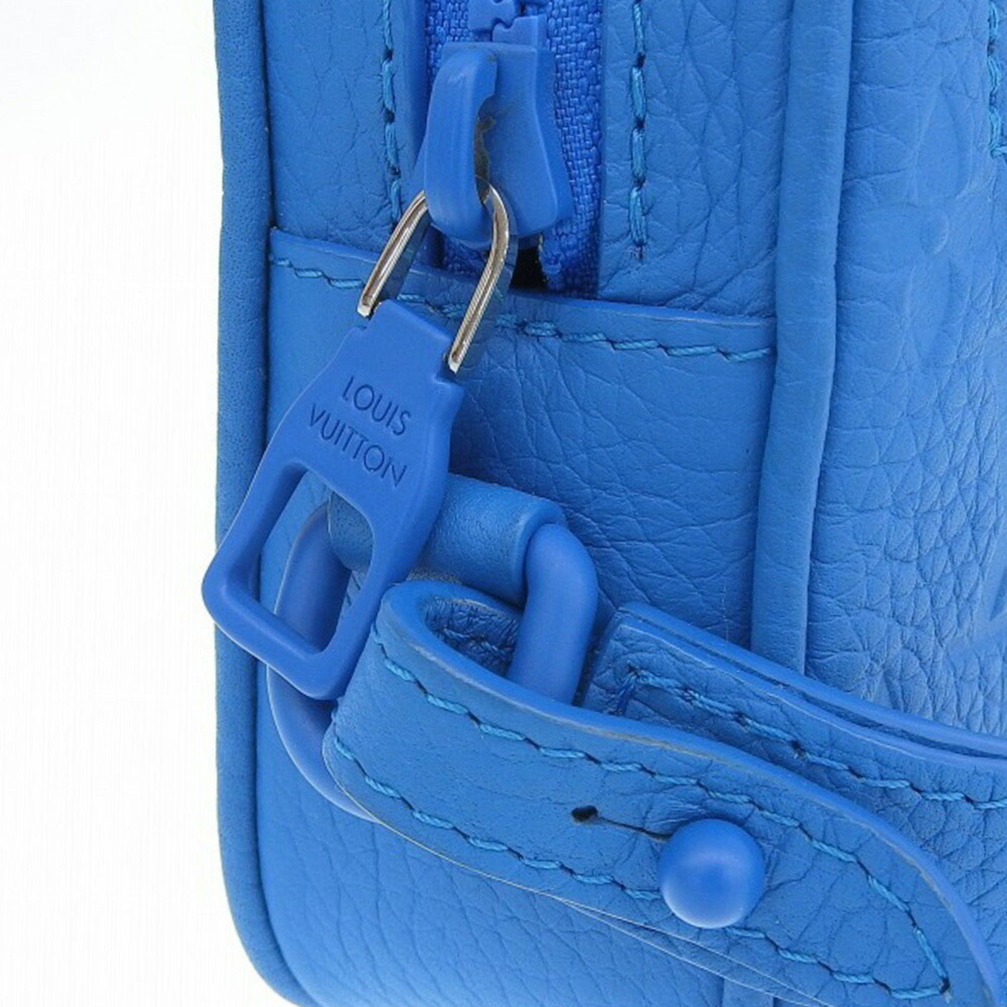 Louis Vuitton LOUIS VUITTON Monogram Pochette Volga M53557 Pouch Taurillon Leather Blue Clutch Bag Size ONE SIZE - 5 Thumbnail