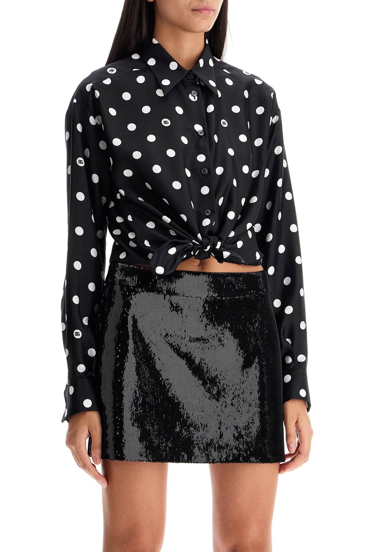 Dolce & Gabbana DOLCE & GABBANA Silk Polka Dot Print Blouse Size S / US 4 / IT 40 - 2 Thumbnail