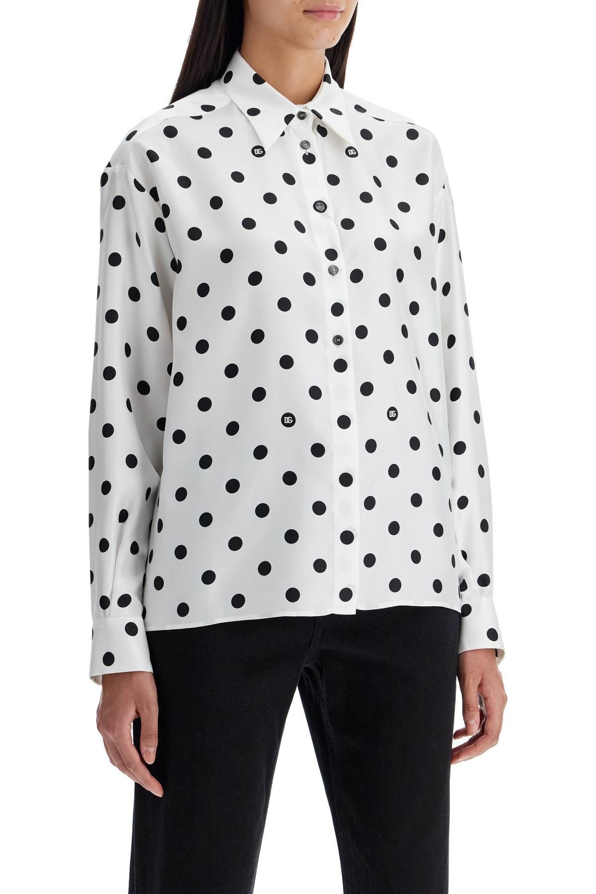 Dolce & Gabbana DOLCE & GABBANA Silk Polka Dot Print Blouse Size S / US 4 / IT 40 - 2 Thumbnail