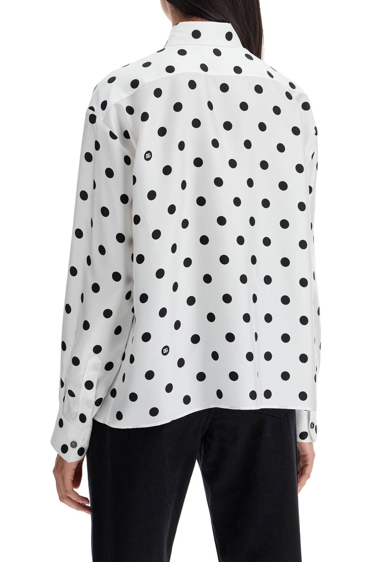 Dolce & Gabbana DOLCE & GABBANA Silk Polka Dot Print Blouse Size S / US 4 / IT 40 - 3 Thumbnail
