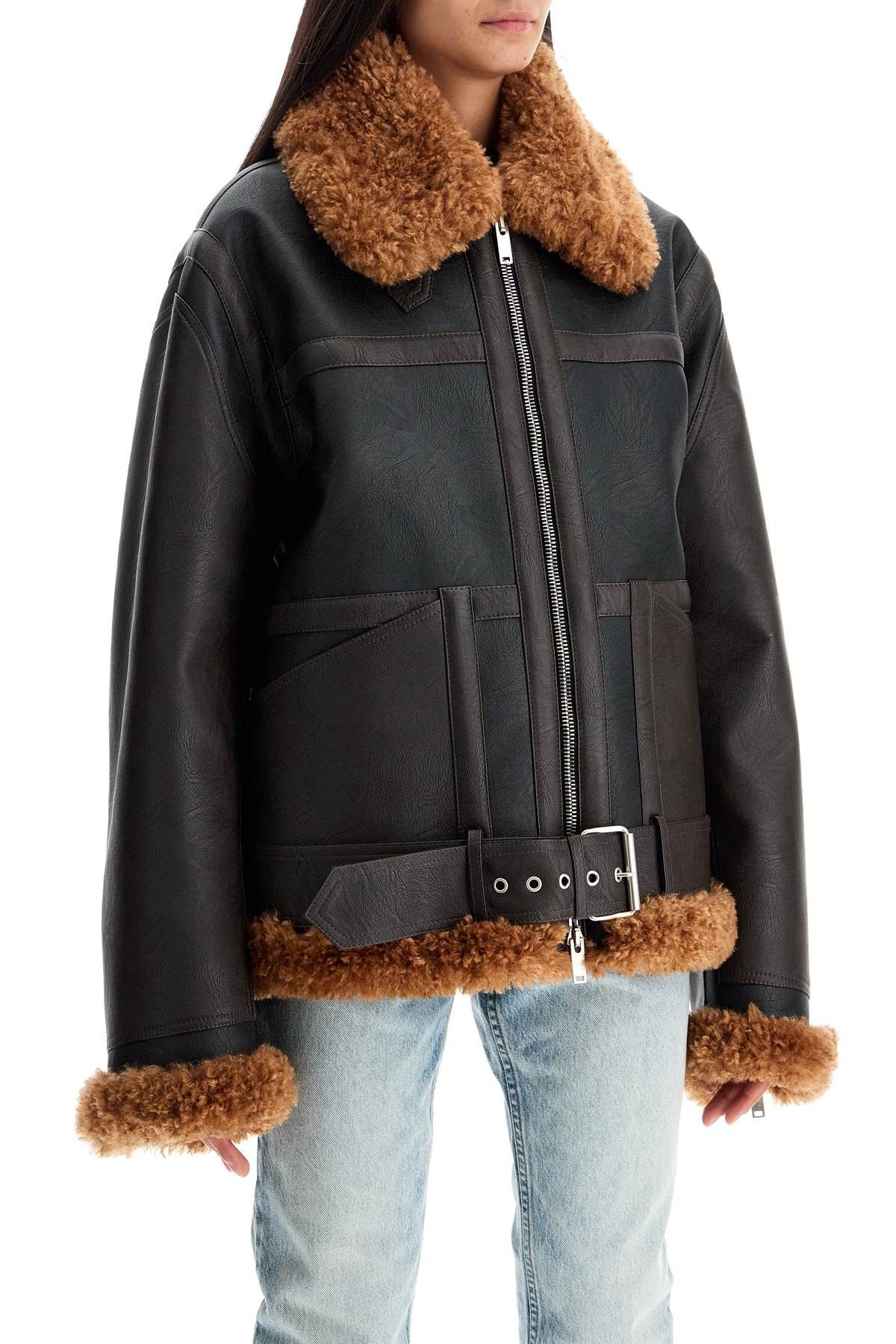 Stella McCartney STELLA McCARTNEY Vegan Leather And Teddy Biker Jacket Size S / US 4 / IT 40 - 2 Thumbnail
