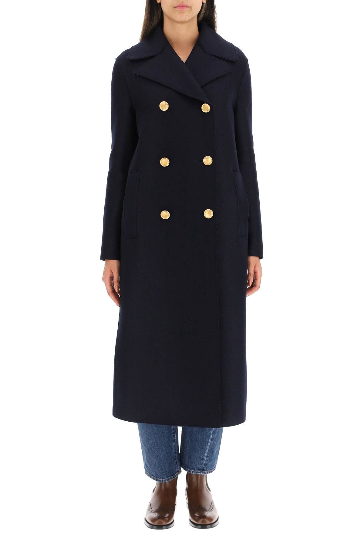 Harris Wharf London HARRIS WHARF LONDON Double-Breasted Coat In Pressed Wool Size XS / US 0-2 / IT 36-38 - 2 Thumbnail