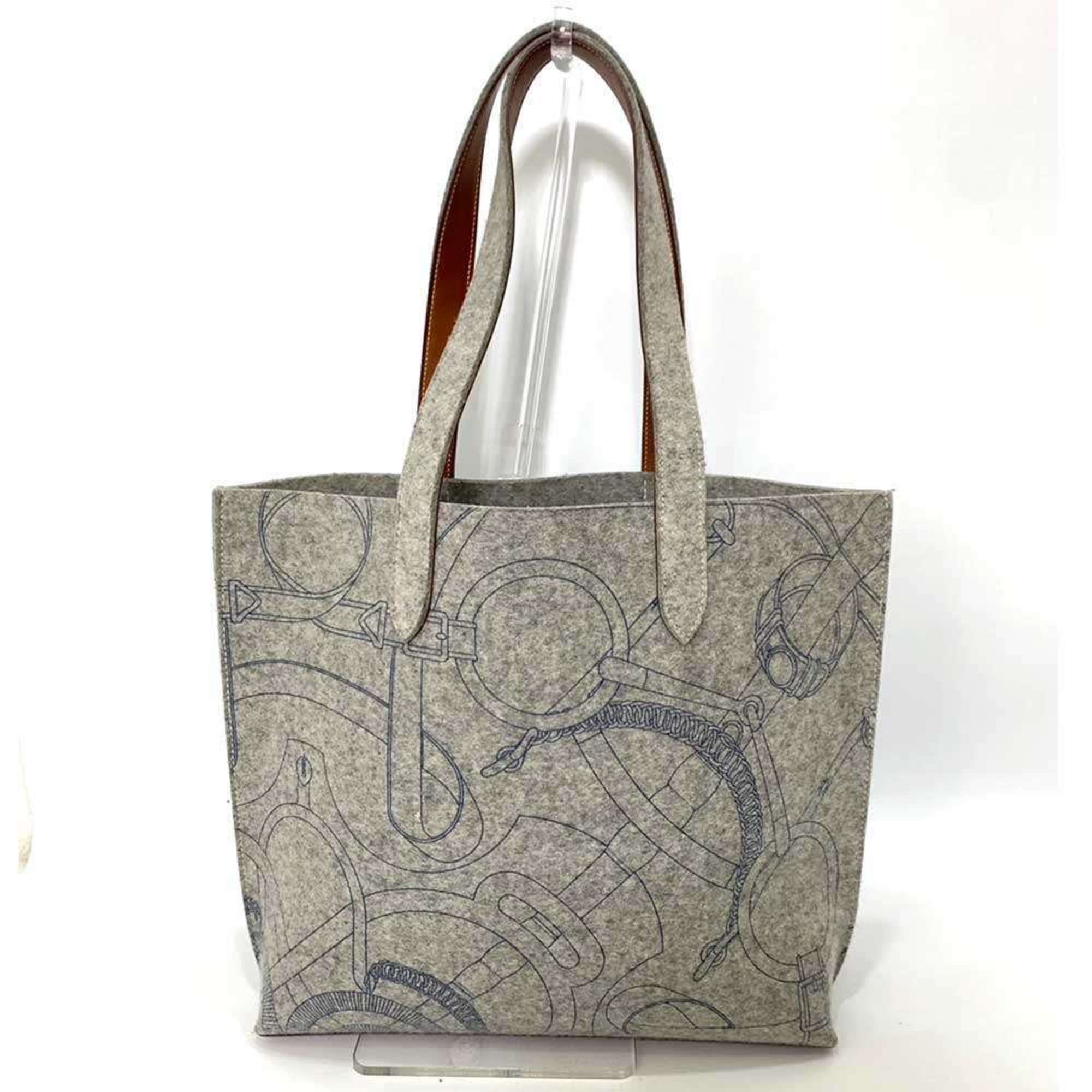 Hermes Hermes Bag Karimi MM Grey Tote for Women and Men, Felt x Leather, HERMES Size ONE SIZE - 2 Thumbnail