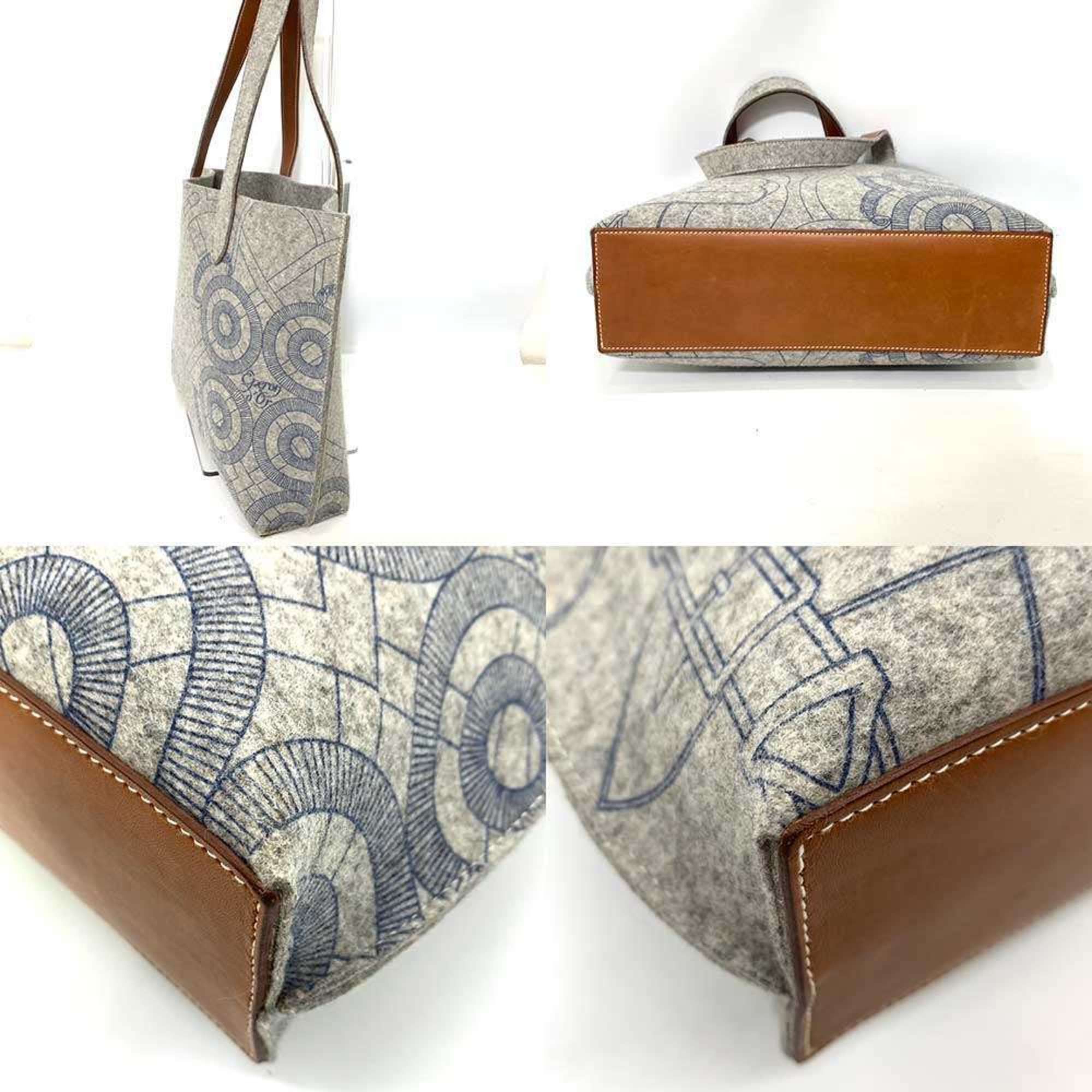 Hermes Hermes Bag Karimi MM Grey Tote for Women and Men, Felt x Leather, HERMES Size ONE SIZE - 3 Thumbnail