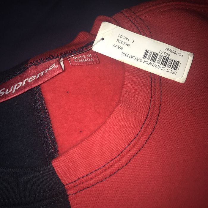 Supreme split best sale crewneck navy