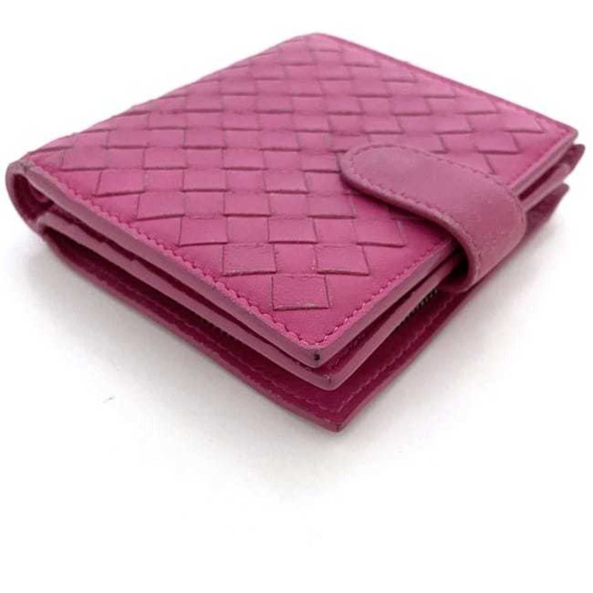 Bottega Veneta Bottega Veneta Bi-fold Wallet Pink Intrecciato Compact Leather BOTTEGA VENETA Women's Size ONE SIZE - 6 Thumbnail
