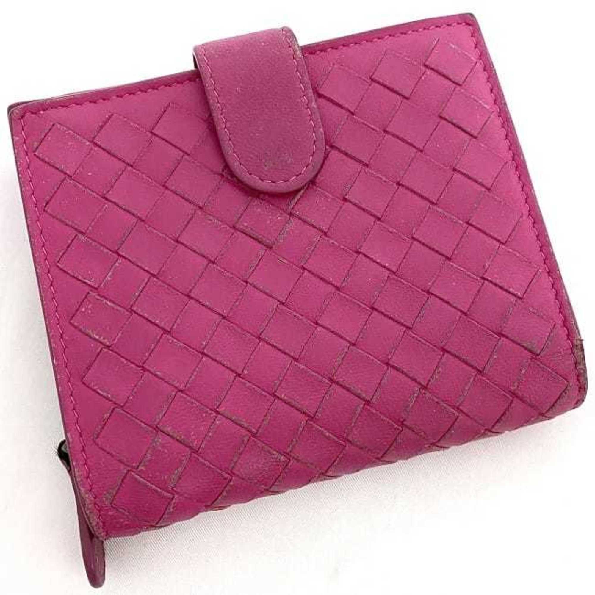 Bottega Veneta Bottega Veneta Bi-fold Wallet Pink Intrecciato Compact Leather BOTTEGA VENETA Women's Size ONE SIZE - 4 Thumbnail
