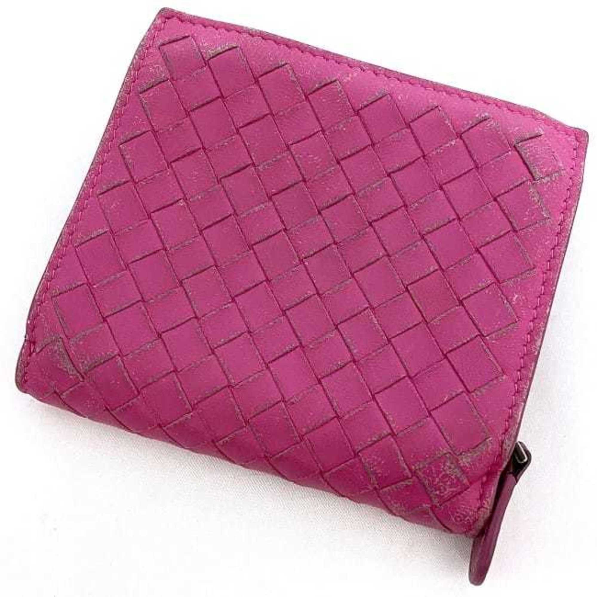 Bottega Veneta Bottega Veneta Bi-fold Wallet Pink Intrecciato Compact Leather BOTTEGA VENETA Women's Size ONE SIZE - 5 Thumbnail