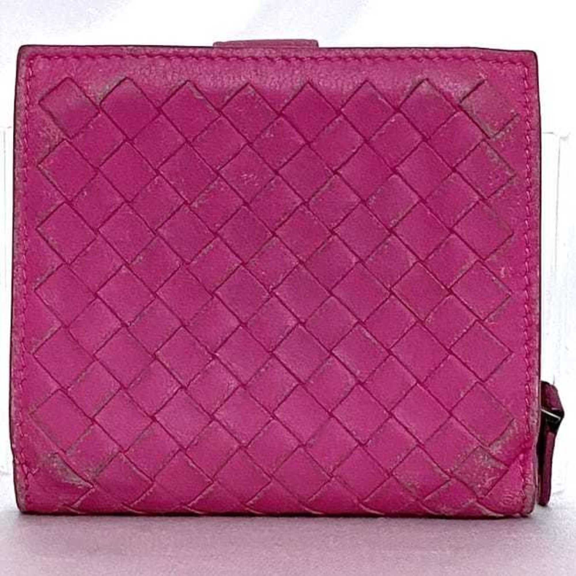 Bottega Veneta Bottega Veneta Bi-fold Wallet Pink Intrecciato Compact Leather BOTTEGA VENETA Women's Size ONE SIZE - 3 Thumbnail