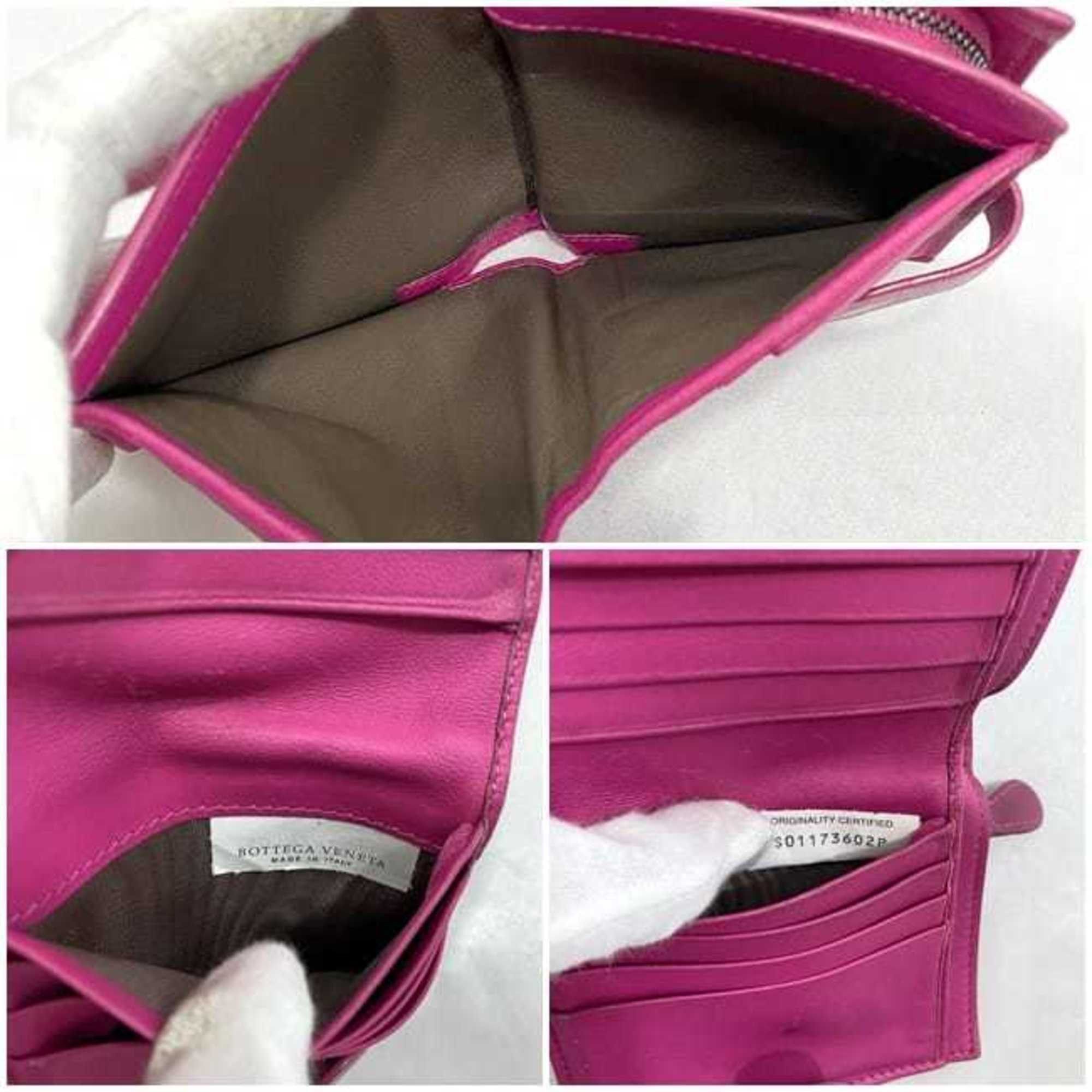 Bottega Veneta Bottega Veneta Bi-fold Wallet Pink Intrecciato Compact Leather BOTTEGA VENETA Women's Size ONE SIZE - 11 Thumbnail