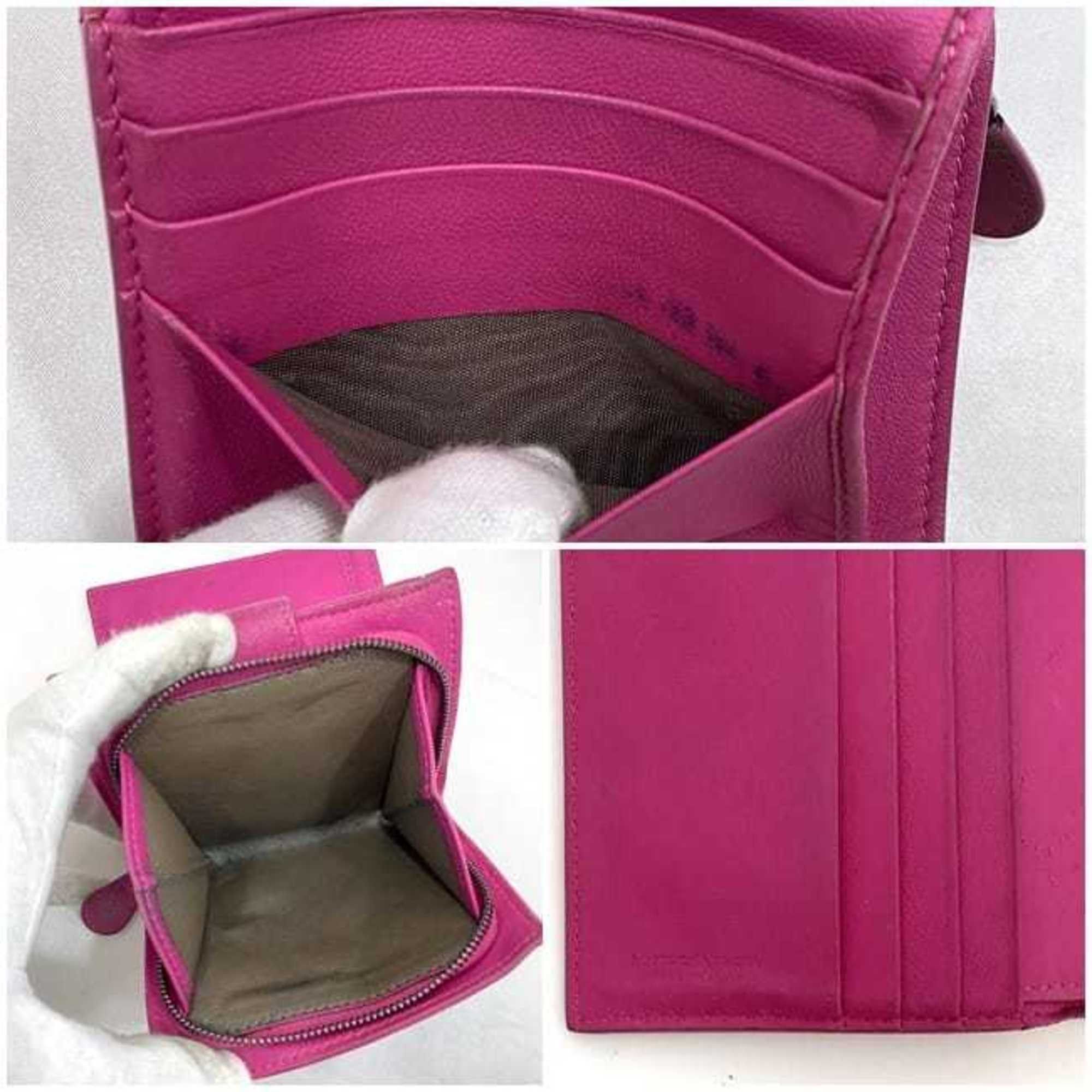Bottega Veneta Bottega Veneta Bi-fold Wallet Pink Intrecciato Compact Leather BOTTEGA VENETA Women's Size ONE SIZE - 10 Thumbnail